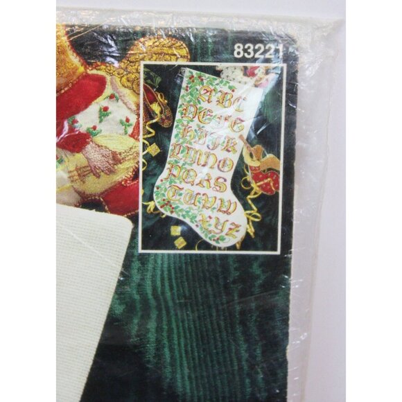Vtg 1995 Bucilla Christmas Alphabet Cross Stitch Kit Stocking Kid Teacher School - Picture 5 of 6